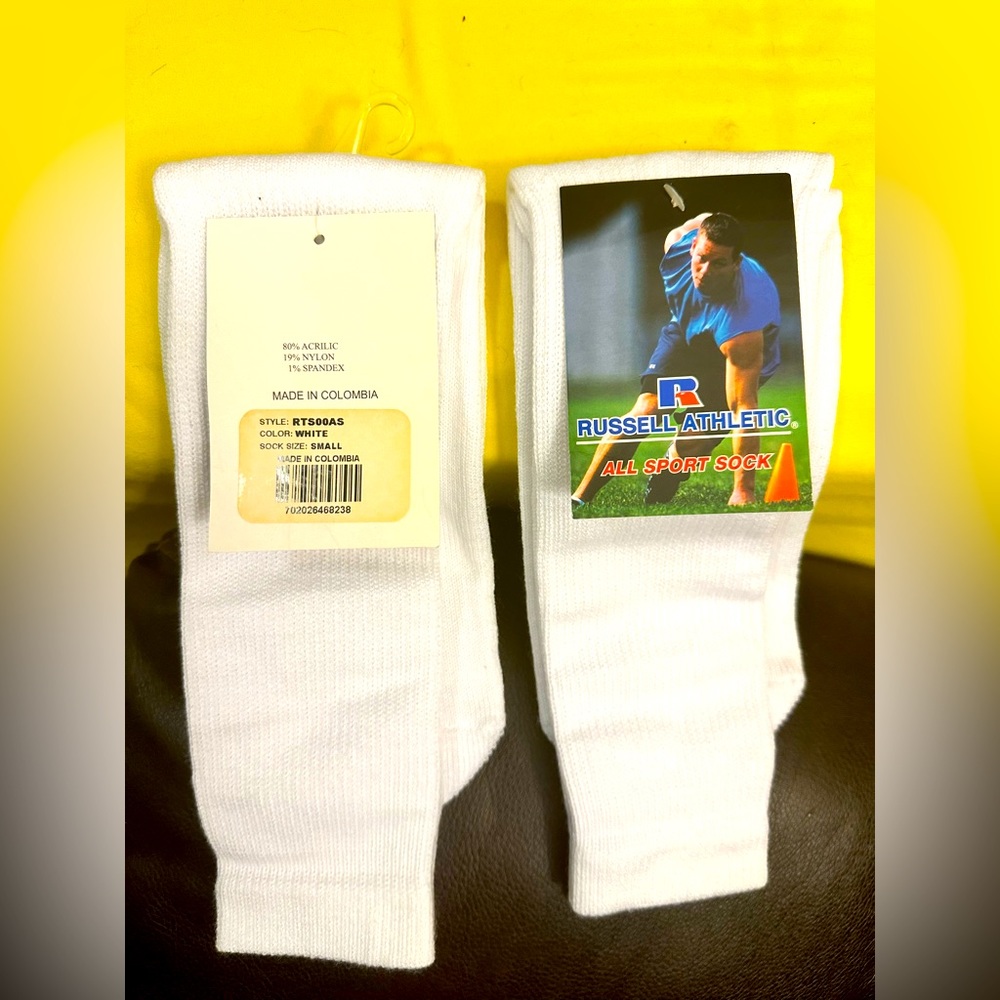NWT White Small Russell Athletic Socks.
